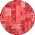 thumbnail image 1 of Ahgly Company Indoor Round Patchwork Red Transitional Area Rugs, 3' Round, 1 of 4