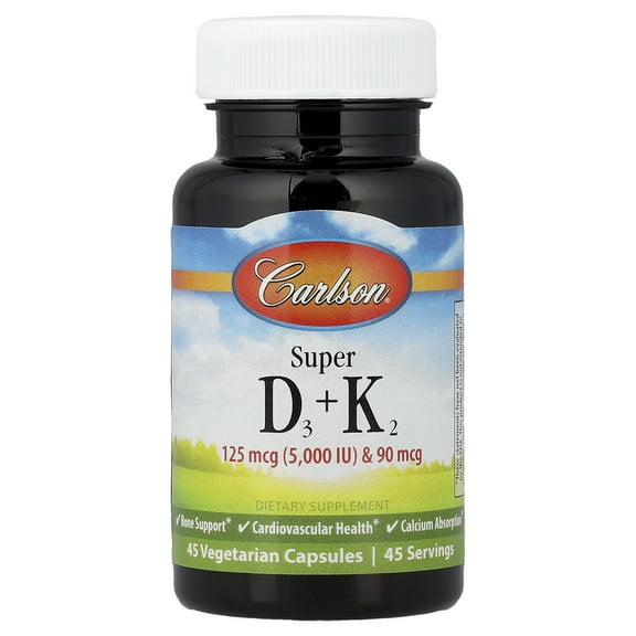 Carlson Super D3   K2, 45 Vegetarian Capsules