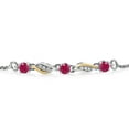 thumbnail image 2 of Gem Stone King 0.51 Ct Red Ruby E-F Lab Grown Diamond 925 Silver and 10K Yellow Gold Bracelet for Women, 2 of 3
