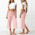 thumbnail image 5 of DHFJKG Yoga Capri Pants For Women Fold Over Low Rise Solid Color Stretchy Soft Cropped Pants Workout Gym Clothes Leisure Trousers, 5 of 6