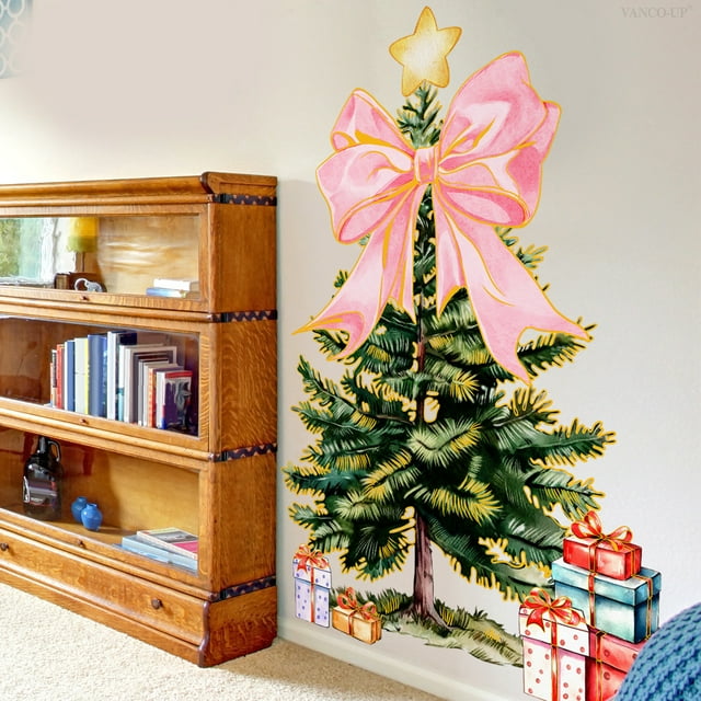 Pintura de elementos navideños para dormitorio infantil con barba, decoración de fondo, pegatinas de pared