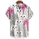 thumbnail image 3 of Camisetas de solapa con dibujos animados de gato para mujer, estilo callejero Y2k, con estampado 3D, manga corta y botón, ropa para mujer, camiseta superior, 3 of 5