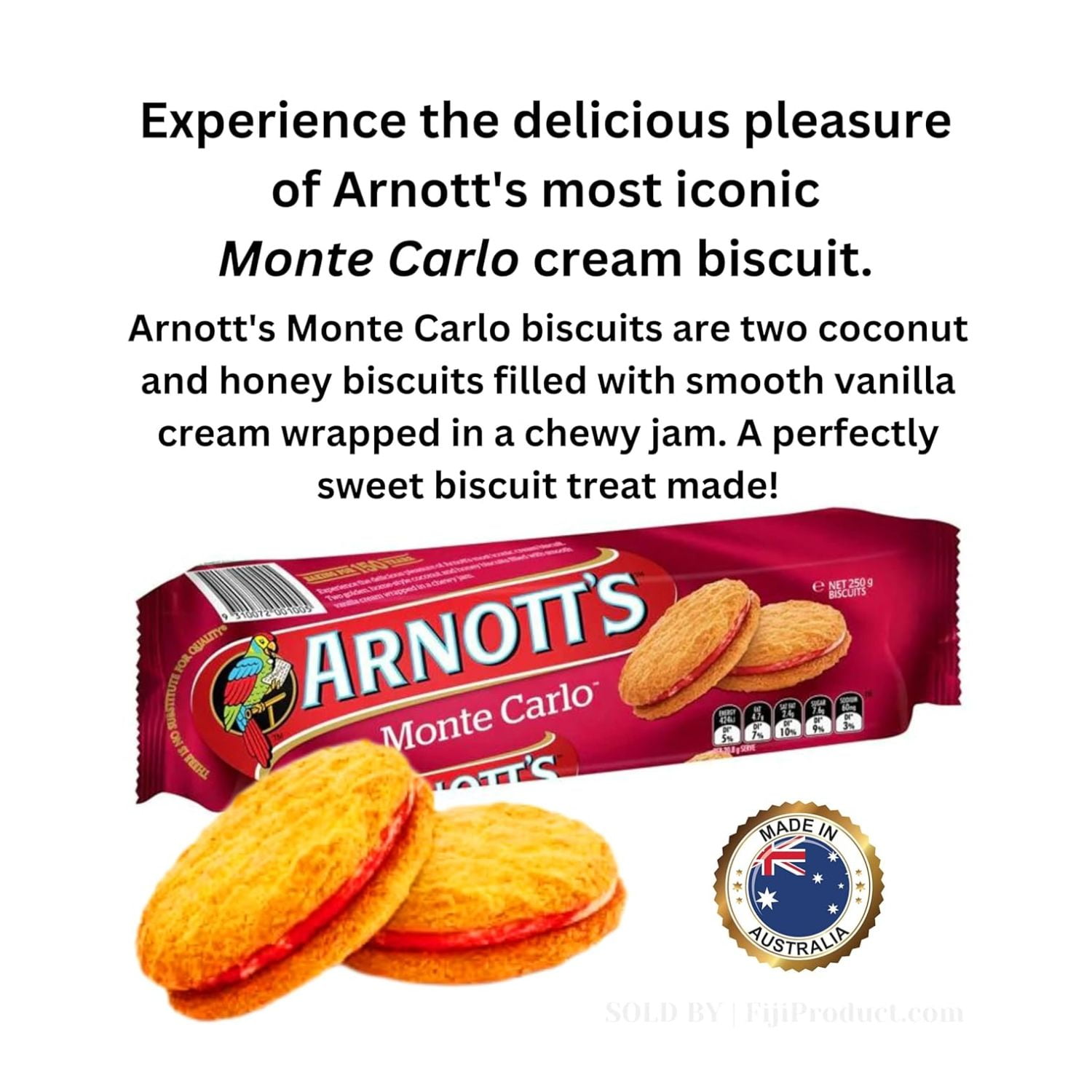 Combo Packs - Tim Tam Chocolate Biscuits – Assortment Packs - 1 Original, 1 Double Coat, 1 Chewy Caramel, 1 White, Monte Carlo Jam Biscuits & Lemon Crisp Biscuits, Great Family Treats (Value 6 Pack)