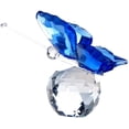 thumbnail image 1 of Mariposa voladora de cristal con base de bola de cristal, colección de figuras de cristal tallado, estatua de animal coleccionable (azul), 1 of 5