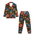 thumbnail image 4 of DISNIMO Flower Printed Pajama Set for Women 2 Piece Lounge Set Soft Comfy Sleepwear with Long Pants V Neck Ladies Loungewear Button Down Nightwear, 4 of 7