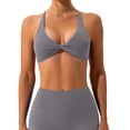 thumbnail image 1 of 1 Set Chinlon Nylon Sports Underwear Solid Color Replacement Breathable Wire Free Running Jogging Bodybuilding Vest Bra Silver Grey L, 1 of 6