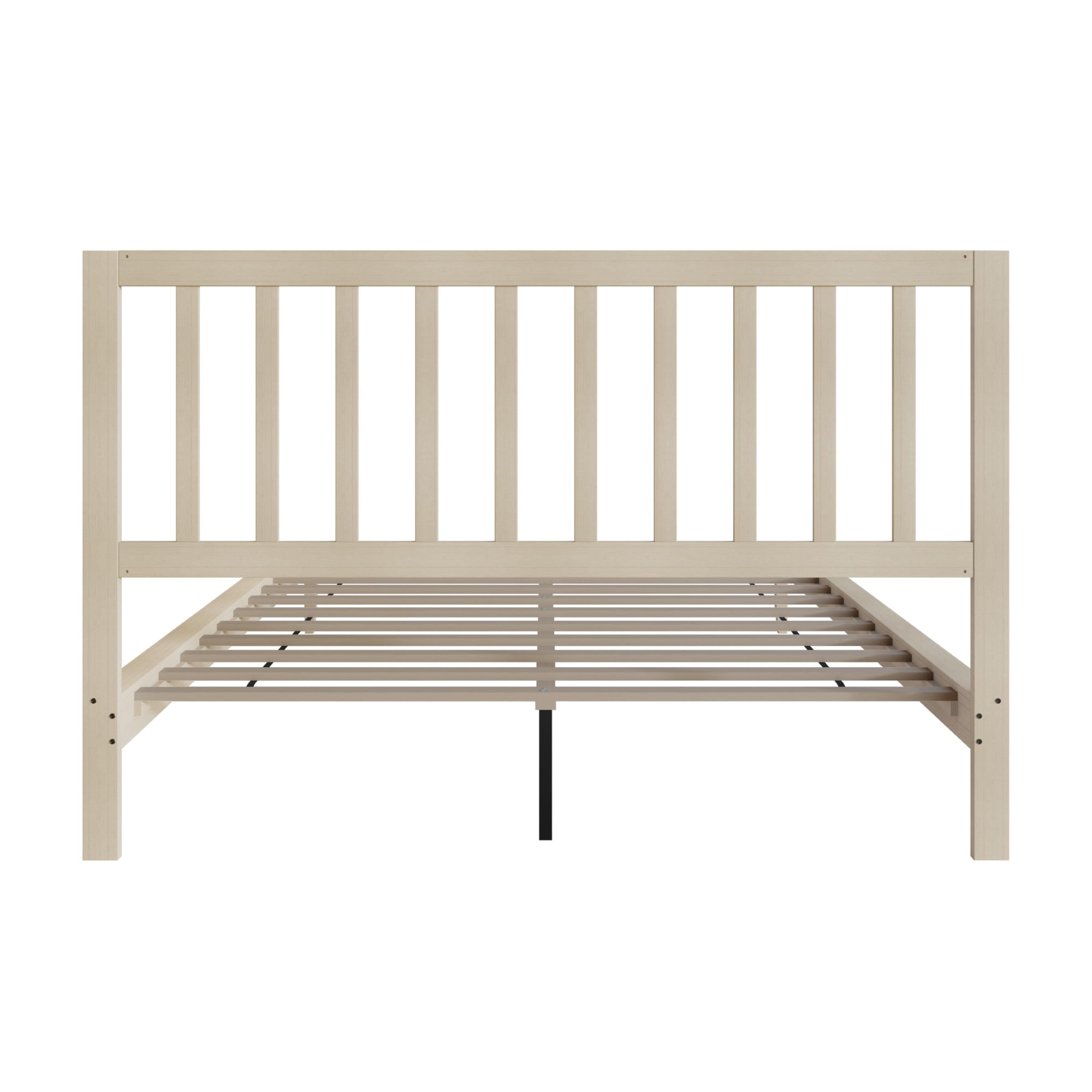 Home Design Lancaster Full Platform Bed Frame with Slatted Headboard, No box spring required, Antique White, Easy Assembly