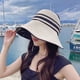 thumbnail image 4 of 56-58cm circunferencia de la cabeza ajustable mujer vacía sombrero para el sol verano ala grande anti-ultravioleta playa sombrero de pescador a rayas, 4 of 5