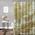 thumbnail image 2 of Awypu Waterproof Shower Curtain for Bathroom Decoration Farmhouse Modern Black Tropical Palm Jungle Floral Tree Leaves Hand Sketch Hawaii California Nature Paradise Golden White, 2 of 7