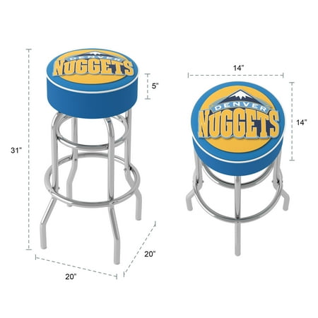 Denver Nuggets NBA Padded Swivel Bar Stool - Blue, Yellow, White