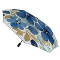 thumbnail image 3 of TEMU Blue Floral Print Rain Umbrella Sun Protection Sun Umbrella Parasol Folding Umbrella Black Glue, 3 of 9