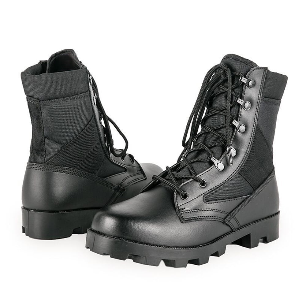 RIBONGZ Mens Jungle Boots Lightweight Lace up Work Shoes Leather Motorcycle Riding Boots Slip Resistant Outdoor Hiking shoes Breathable Desert Boots