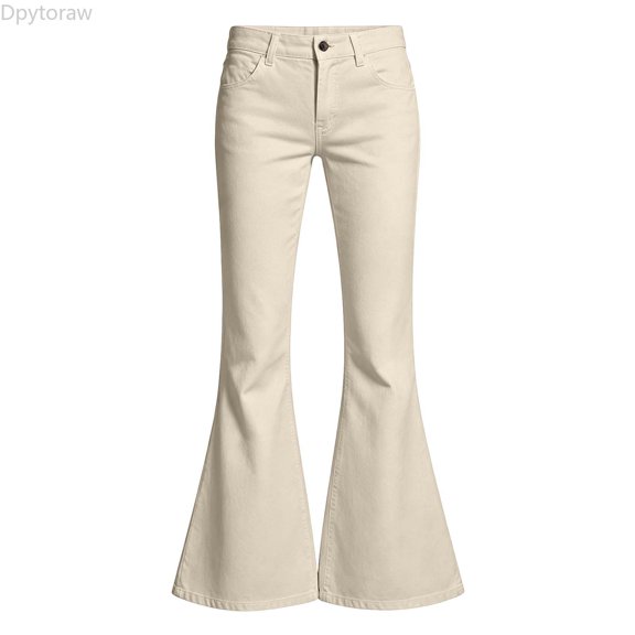 Dpytoraw Girls Comfortable Flare Leg Pants Soft Elastic Waist Easy Care Everyday Trousers Beige Size 5-6 Years