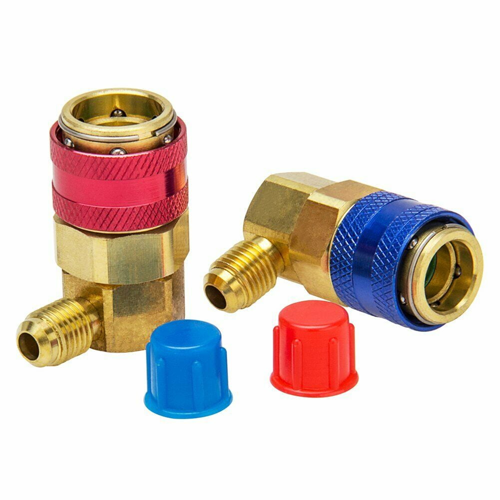 US 2Pcs R134a Car Air Conditioning Quick Connector Low&High Side Manifold Gauge 