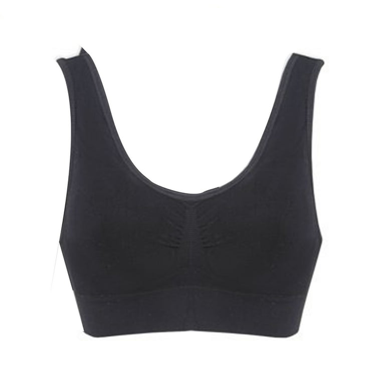 Women's Seamless Sports Bra Plus Size Yoga Bras Athletic Medium Impact  Wirefree Bra Tops Black/Beige 