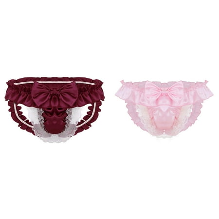 Lojoutye 2 Pack(Pink 1PCS & 1PCS) Multipack Lace Maternity Open Underwear Low Womens Valentine Tops Thong Mens Briefs Lace for Women Plus Panties