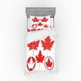 thumbnail image 2 of Leaves Duvet Cover Set, Monochrome Canadian Flag Motif with Different Design North American Foliage, Bedding Set with Shams and Fitted Sheet, 3 Sizes, by Ambesonne, 2 of 3