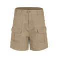 thumbnail image 3 of Sngxgn High Waisted Shorts for Women Trendy, Casual Elastic Waist Cargo Shorts with Pockets(Khaki,L), 3 of 7