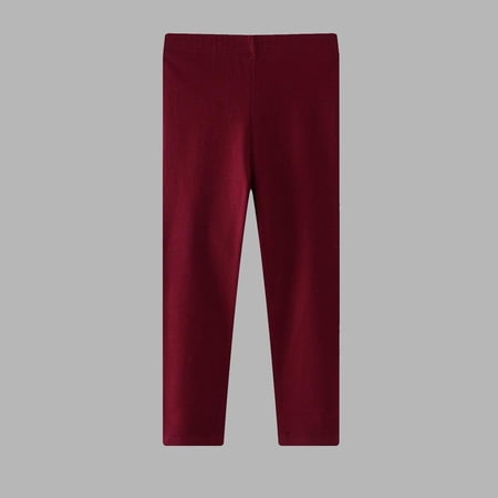 NAISIBABY Toddler Girls Leggings High Waist Solid Color Stretch Soft Cotton Basic Tight Pants Wine 2T