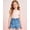 Blue B, variant on DAETIROS Little Girls Jeans Shorts, Summer Casual Cotton Graphic Fashion Cute Pull-On Lounge Shorts Blue Size 10-11 T