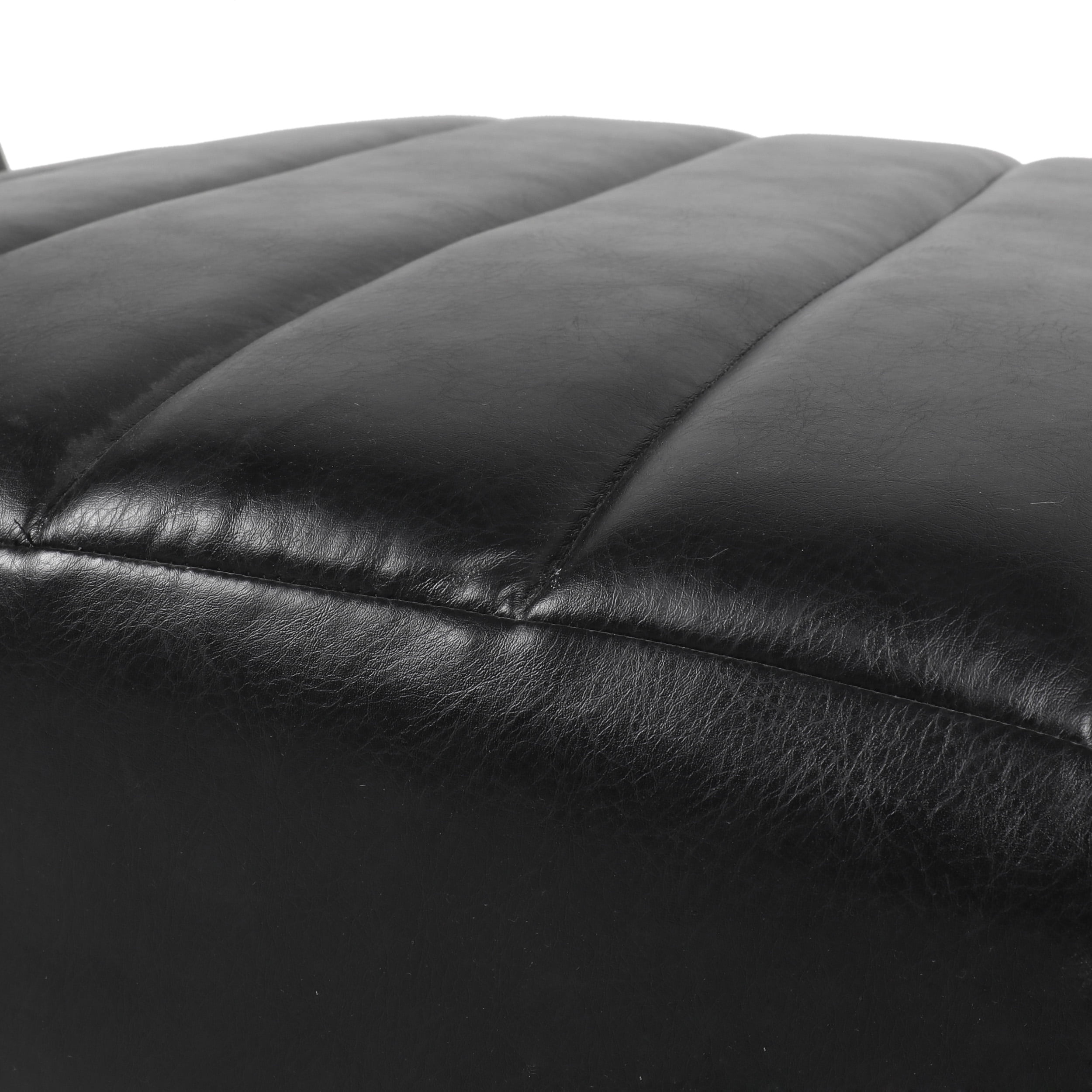 Noble House Austell Indoor Upholstered Channel Stitch Chaise Lounge, Midnight Black