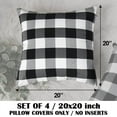 thumbnail image 5 of Buffalo Plaid Black Throw Pillow Covers 20x20 Set of 4 Decorative Black Outdoor Pillow Covers for Patio and Porch, 5 of 6