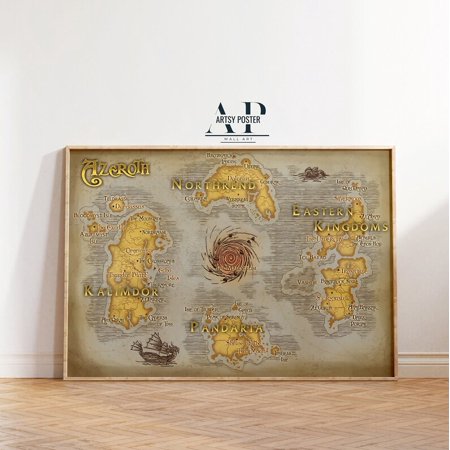 POSTER World of Warcraft Map Poster, Azeroth Map, Video Game Wall Art, Gaming Room Decor, Gamer Gift Idea-UNFRAMED