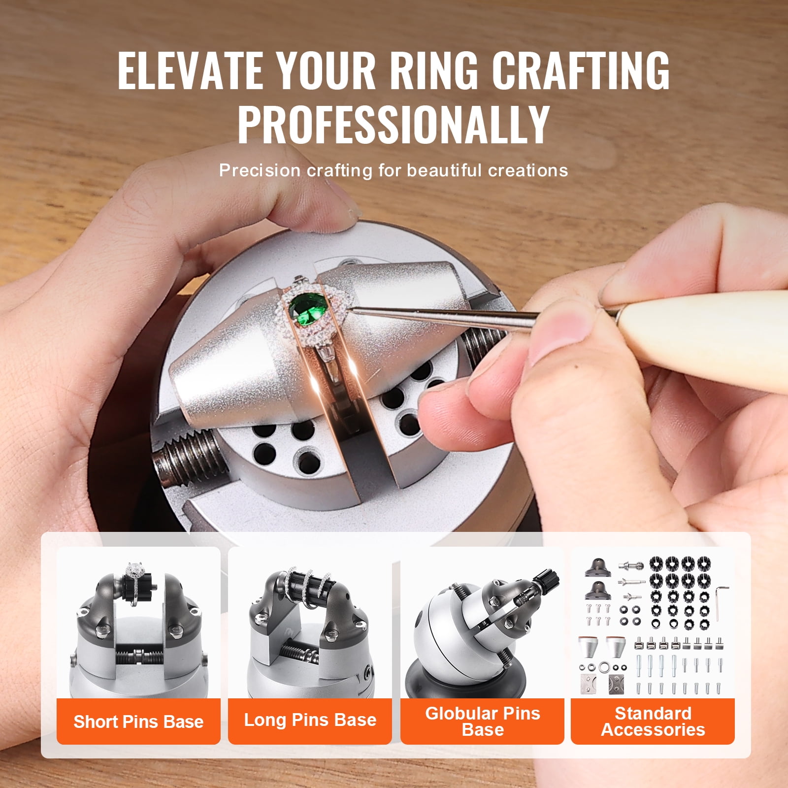 SKYSHALO Ball Vise, 3" Engraving Setting Tool, 360° Rotation Engraving Block Vise, 70 PCS Attachment Jewelry Engraving Block Tools Standard Block for Gemstone Inlay and Small-Scale Engraving