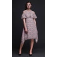 thumbnail image 3 of Bimba Pink Damask Printed Womens Ruffle Front Cold Shoulder Swing Shift Dress - XXX-Large, 3 of 6