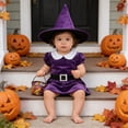 thumbnail image 2 of REDARER Baby Girls Halloween Witch Cosplay Dress Set Peter Pan Collar Velvet Gown with Pointed Witch Hat for Trick or Treat Fancy Dress Party Outfit,24M, 2 of 9