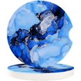 thumbnail image 1 of FMSHPON Marble Texture Blue Ink Set of 6 Car Coaster for Drinks, Absorbent Ceramic Stone Coasters Cup Mat with Cork Base for Home Kitchen Room Coffee Table Bar Decor, 1 of 5