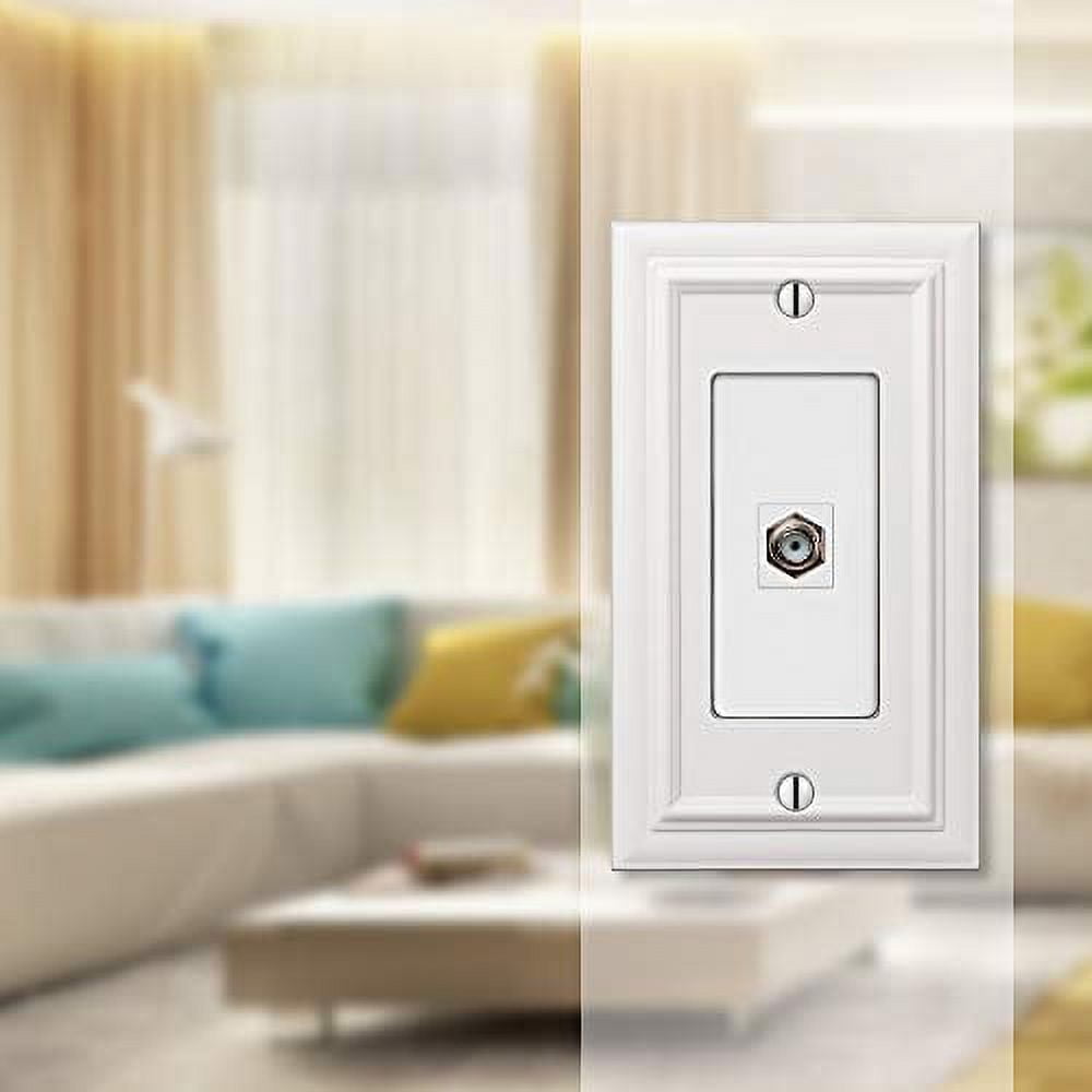 Amerelle Continental Single Coaxial Cast Metal Wallplate in White
