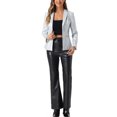 thumbnail image 2 of INSPIRE CHIC Women's Faux Leather Jacket Notched Lapel Button-Down Blazer Coat with Pockets M Silver, 2 of 6