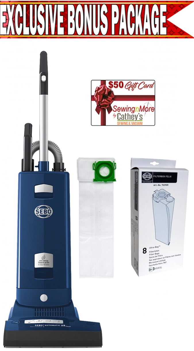 Sebo Automatic 91566AM X8 Dark Blue Upright Vacuum Cleaner w/ Exclusive Bonus Package! Walmart