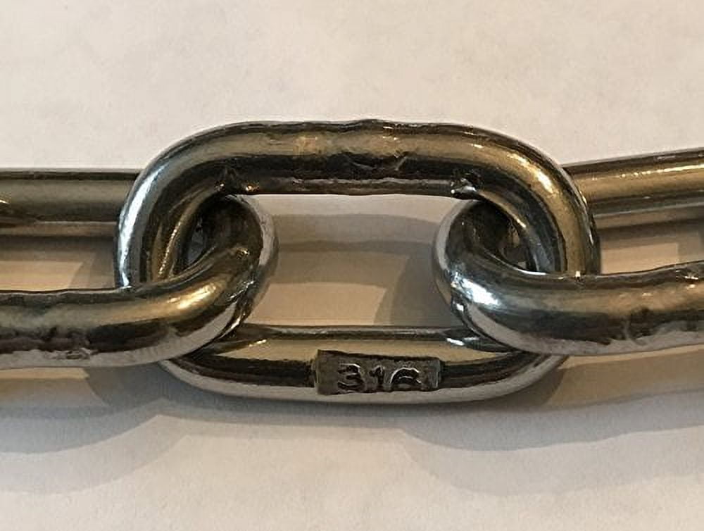 US Stainless 316 Anchor Chain – 1/4" (7mm) X 6 Feet With 2 Stainless Steel Bow Shackles