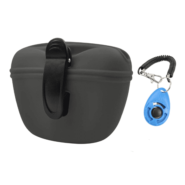 Bolsa de silicona de grado alimenticio sin BPA para premios de perros, ideal para entrenamiento, con cierre magnético, bolsa pequeña para premios con clip para la cintura y clicker para perros.