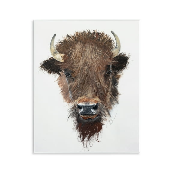 Stupell Industries Western Bison Visage Animals Painting Unframed Art Print Wall Art, 11 x 14