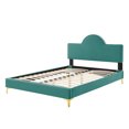 thumbnail image 5 of Platform Bed Frame, Full Size, Teal Blue, Velvet, Modern Contemporary, Bedroom Master Guest Suite Room, 5 of 10