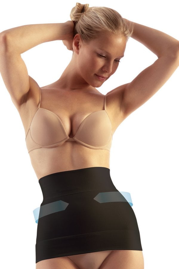 FarmaCell Shape 605 (Black, S) belly control belt shaping waist cincher, 100% Made in Italy