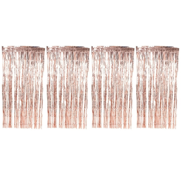 4 cortinas metálicas de oropel para decoración de fiestas de cumpleaños, con flecos de aluminio para fotomatón de bodas y fiestas de compromiso