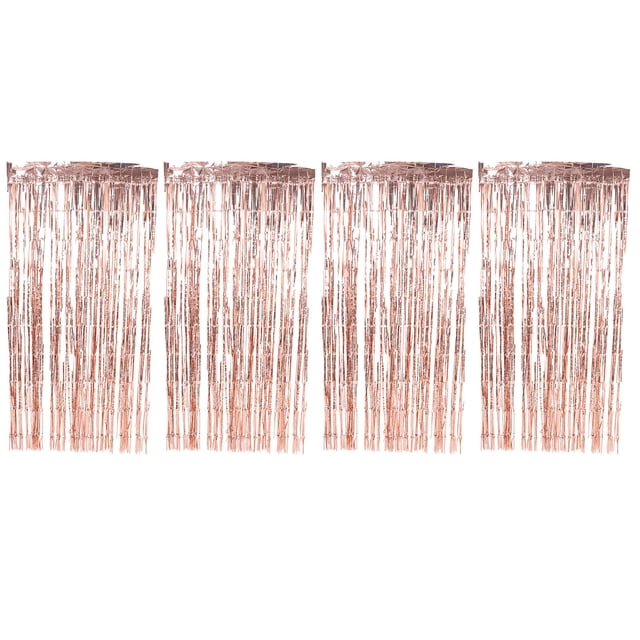 4 piezas de telón de fondo de cortina de oropel metálico para decoraciones de fiesta de cumpleaños, cortinas con flecos de aluminio para fotomatón de boda y decoración de fiesta de compromiso