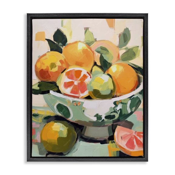 Stupell Industries Fruit Basket Abstraction Food & Beverage Painting Black Floater Framed Canvas Art Print Wall Art, 17 x 21