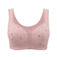 thumbnail image 2 of Gymayou Front Button Wireless Bra for Middle Aged Mom Vest Style Easy Front Snap No Underwire Comfort Bra for Elderly Women Daily Sleep Home Underwear Pink 40, 2 of 5
