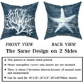 thumbnail image 5 of Nautical Coastal Throw Pillow Covers Set of 2 - Coral Starfish Wooden Themed Pillowcase 18x18 inch Blue Plank Home Decor for Sofa Bedroom Car Sea Plants Decorative Cushion Case, 5 of 6