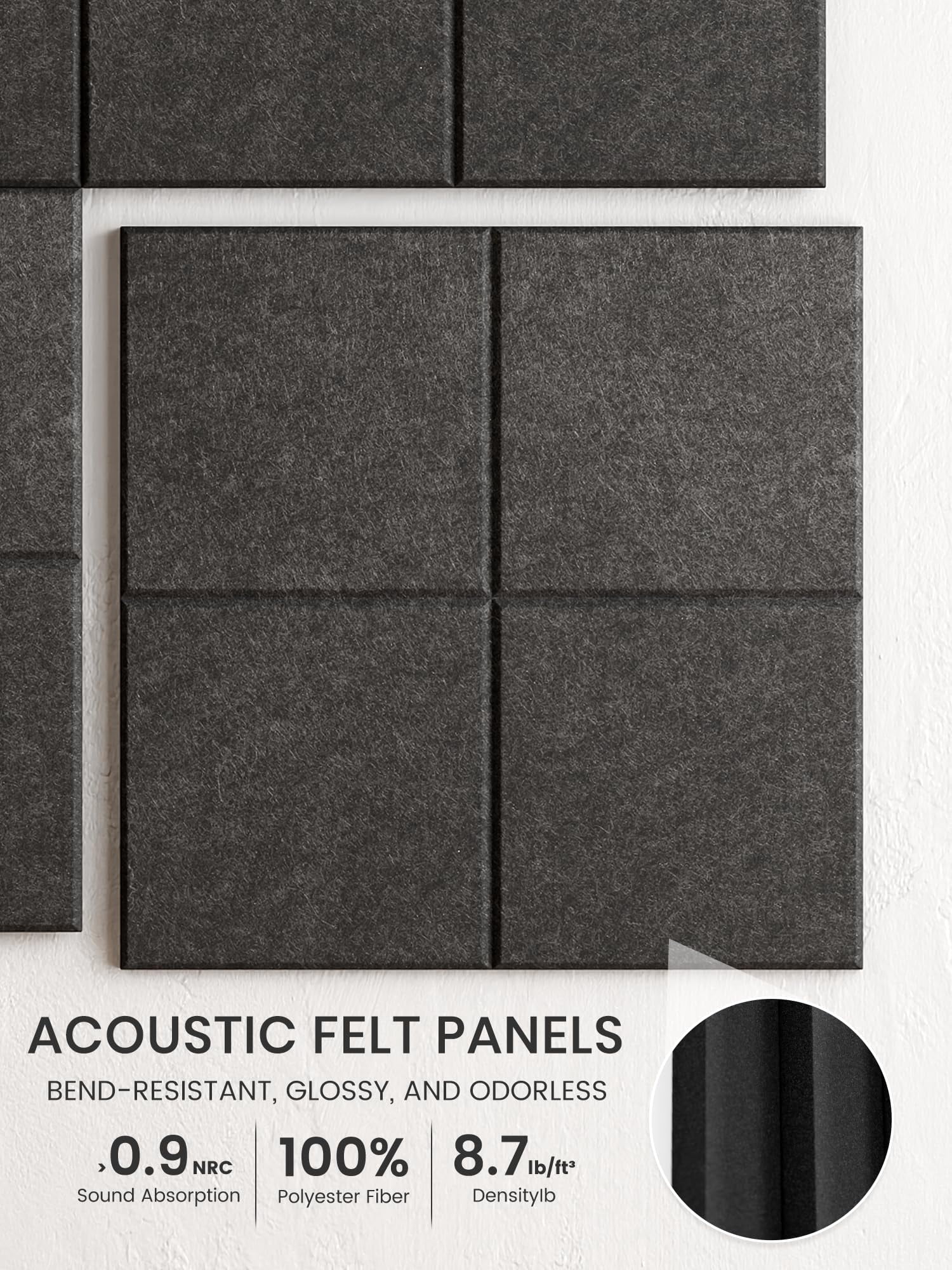 Large Felt Bulletin Board  36" X 24" Cork Alternative 6-pack Wall Tiles With 4-compartment Design 30 Push Pins 40 Adhesive Tabs Ideal For Office & Home Decor Charcoal Gray