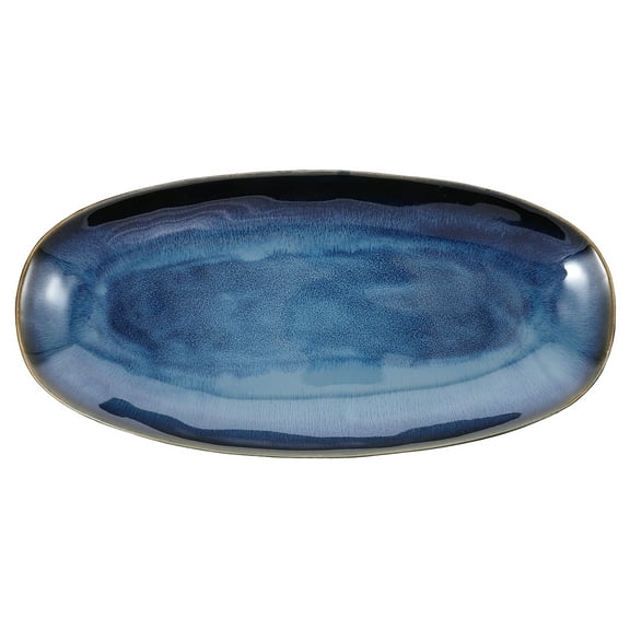 Blue Ceramic Sushi Plate for Food Serving at Home or Restaurant Perfect for Snacks and Fruits 11.8 Inches