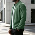 thumbnail image 3 of Havenx Men's Corduroy Jacket Ribbed Knit Full Zip Up Long Sleeve Jacket Mock Neck Solid Color Coats Lightweight Vintage Warm Casual Clothing,Green L, 3 of 6