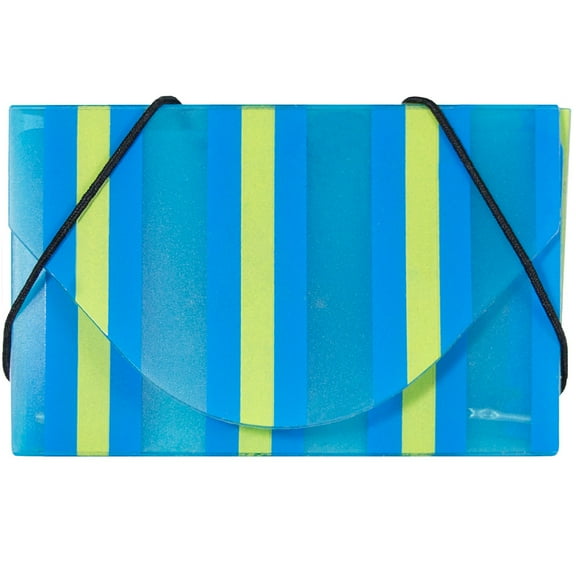 JAM Plastic Business Card Holder Case, 1/Pack, Blue & Yellow Stripe