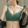 thumbnail image 5 of Wireless Push Up Bras Women Ladies Comfortable Breathable No Underwire Lace Push up Bra Underwear V-Neck Full-Coverage Bra Feature Hook and Eye Closure Wire-Free Bra Style Y-589 , Green 32, 5 of 8