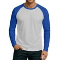 thumbnail image 2 of WTOBBY Men's Color Block Raglan Long Sleeve T-Shirt Top Casual Contrast Design Shirt for Men in Everyday Fashion and Comfort,Blue L, 2 of 6